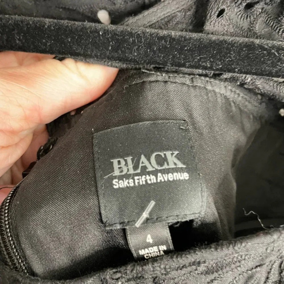 Black label Saks fifth ave eyelet black midi dress size 4 black - Picture 4 of 10